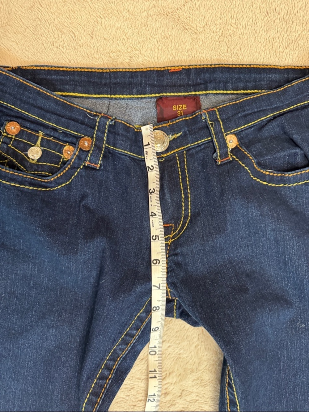 True Religion Joey Super T Indigo Dark Wash Flared Leg Jeans sz 31 - Picture 6 of 12